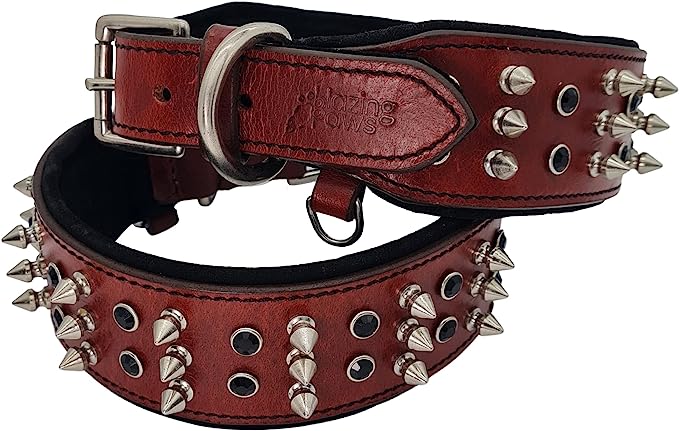 Genuine leather dog spike collar