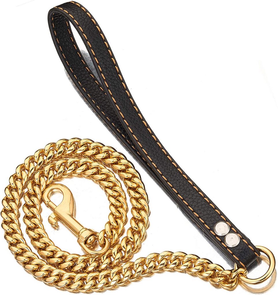 PRADOG Gold Metal Dog Leash