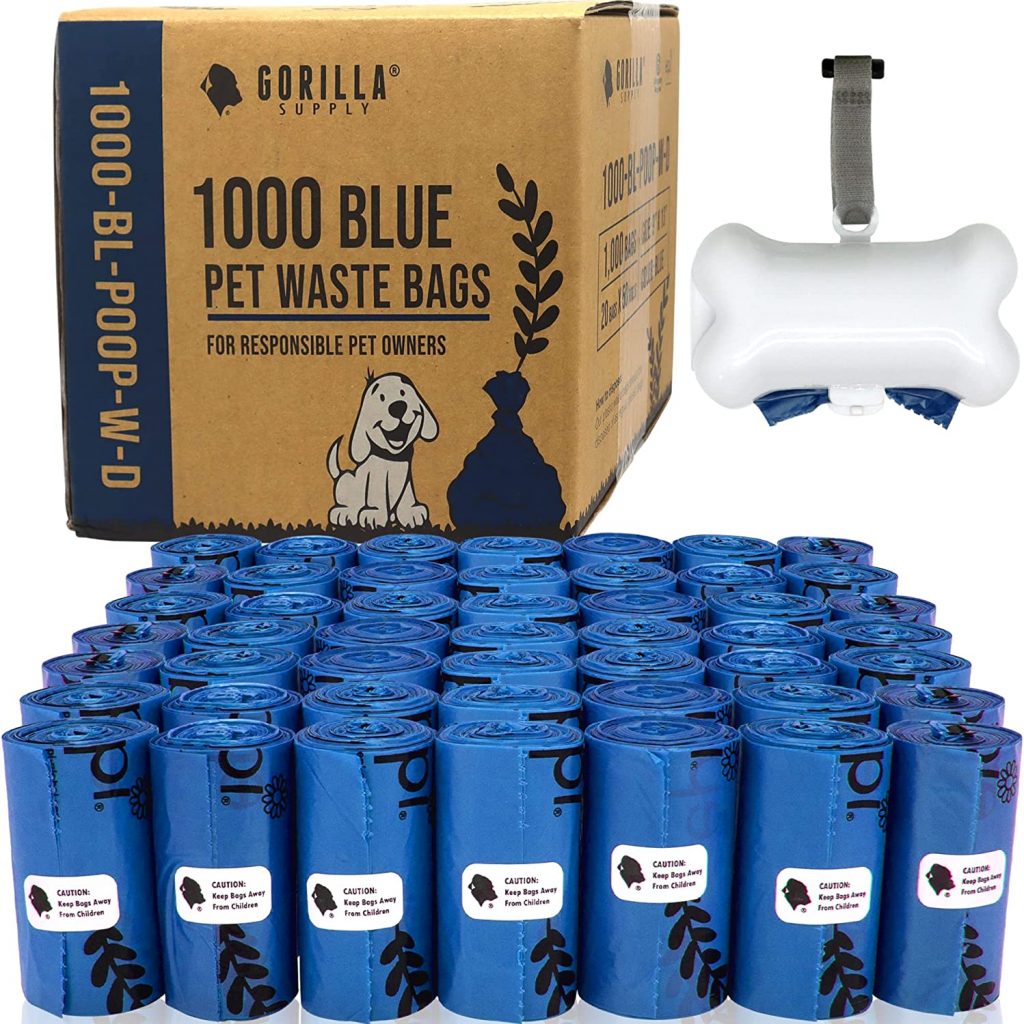 GORILLA SUPPLY 1000 Count Blue Waste Bags with Dispenser