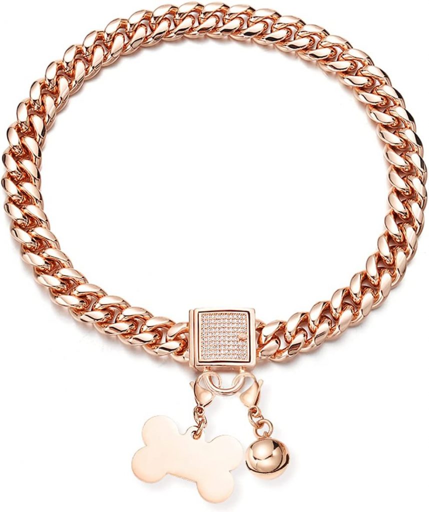 Aiyidi Rose Gold Dog Chain Collar