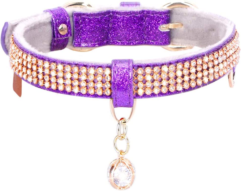 PetsHome Pendant Rhinestone Dog Collar