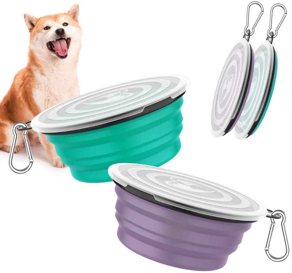 Pawaboo Collapsible Dog Bowls With Lids For Traveling