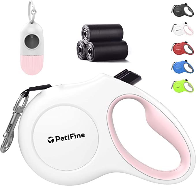 Easy-To-Use White Retractable Dog Leash