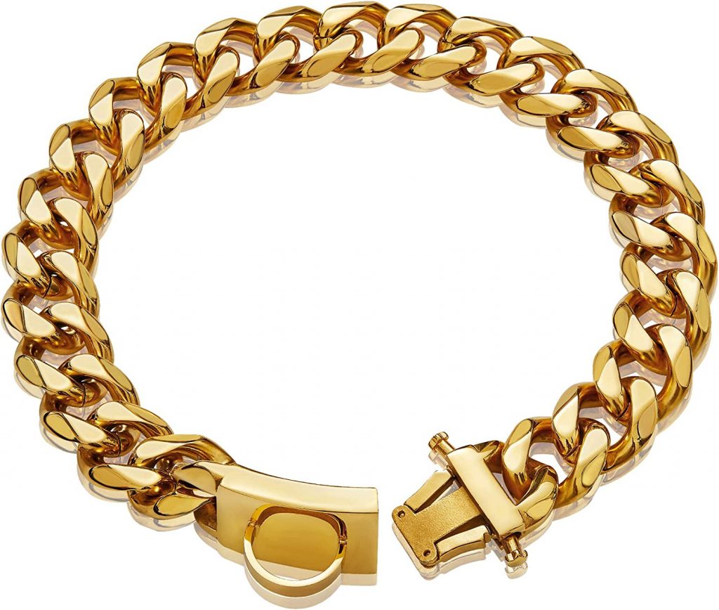 W/W Lifetime 18K Gold Cuban Link Dog Collar