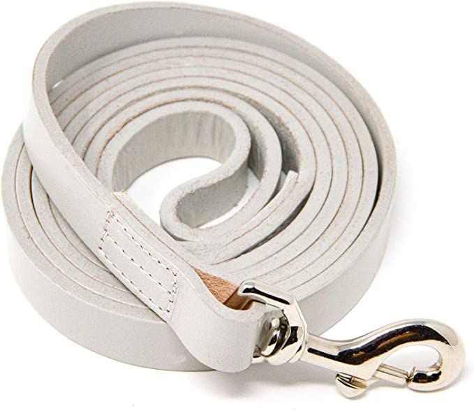 Extra-Strength White Leather Dog Leash