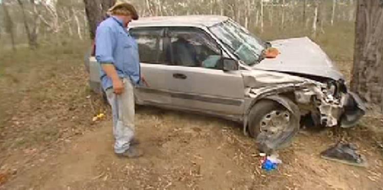 Schutz’s car after the crash. (Photo credit: Noel Dawson/The Daily Telegraph)