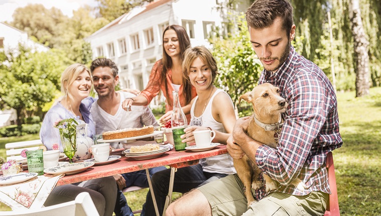 Group of friends enjoying garden party