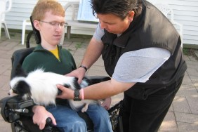 Trainer working with Kevin and Piper