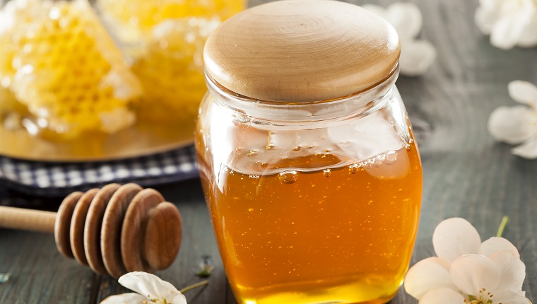 Organic Raw Golden Honey Comb on a Background