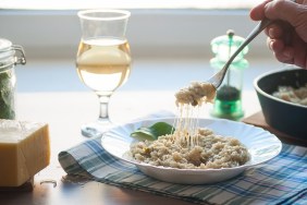 Making mushroom risotto