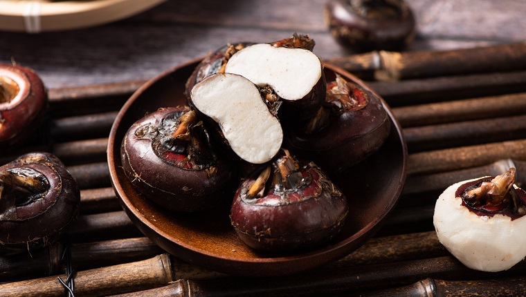 water chestnut with clipping path on table