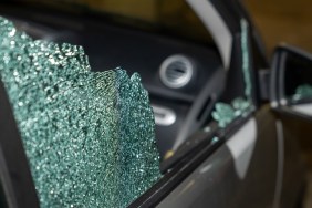 Broken passenger window, car theft in the underground parking.