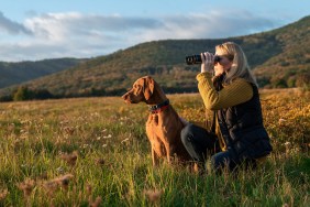 woman bird dog