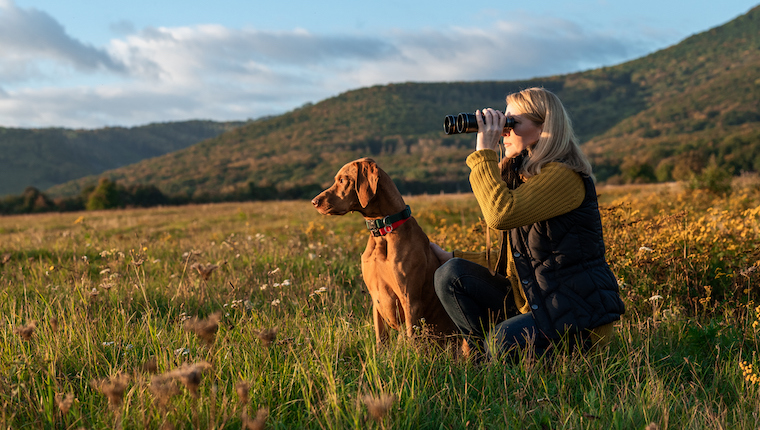 woman bird dog