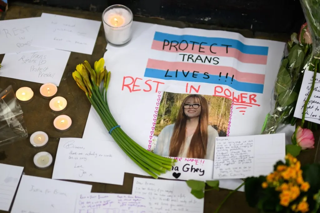 Floral tributes and messages left for Brianna Ghey, as the accused Brianna Ghey killers are currently on trial.