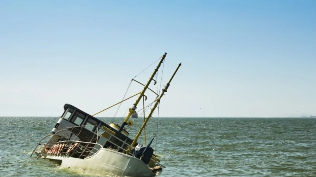 Passenger boat sinking.