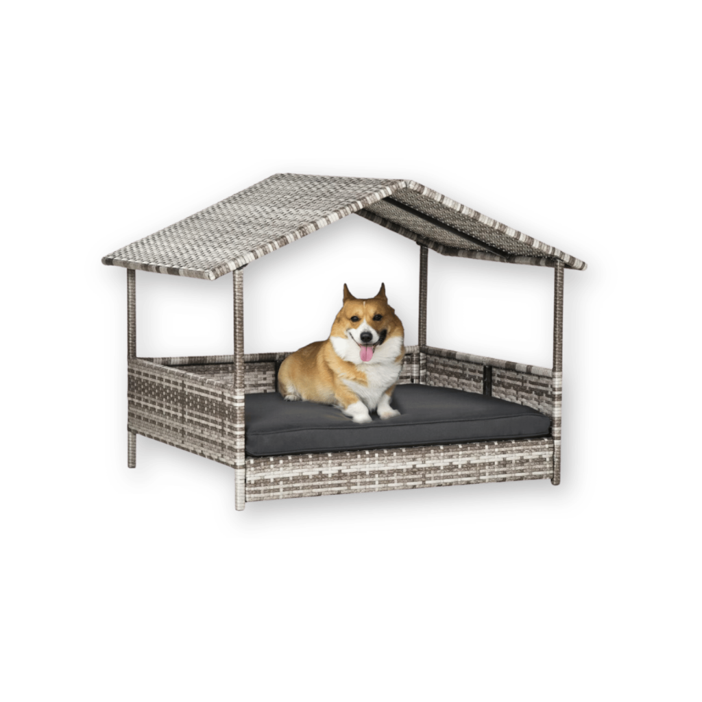 pawhut wicker open dog house