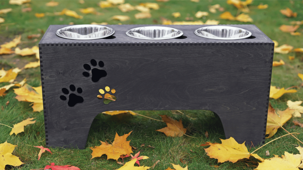 Triple elevated dog bowl stand