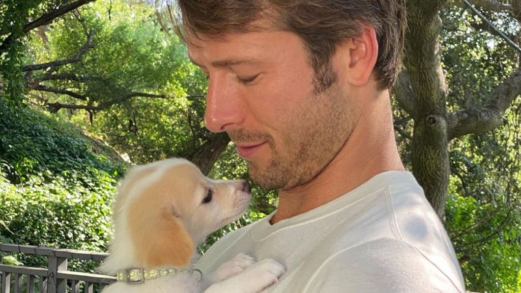 Glen Powell and his dog Brisket