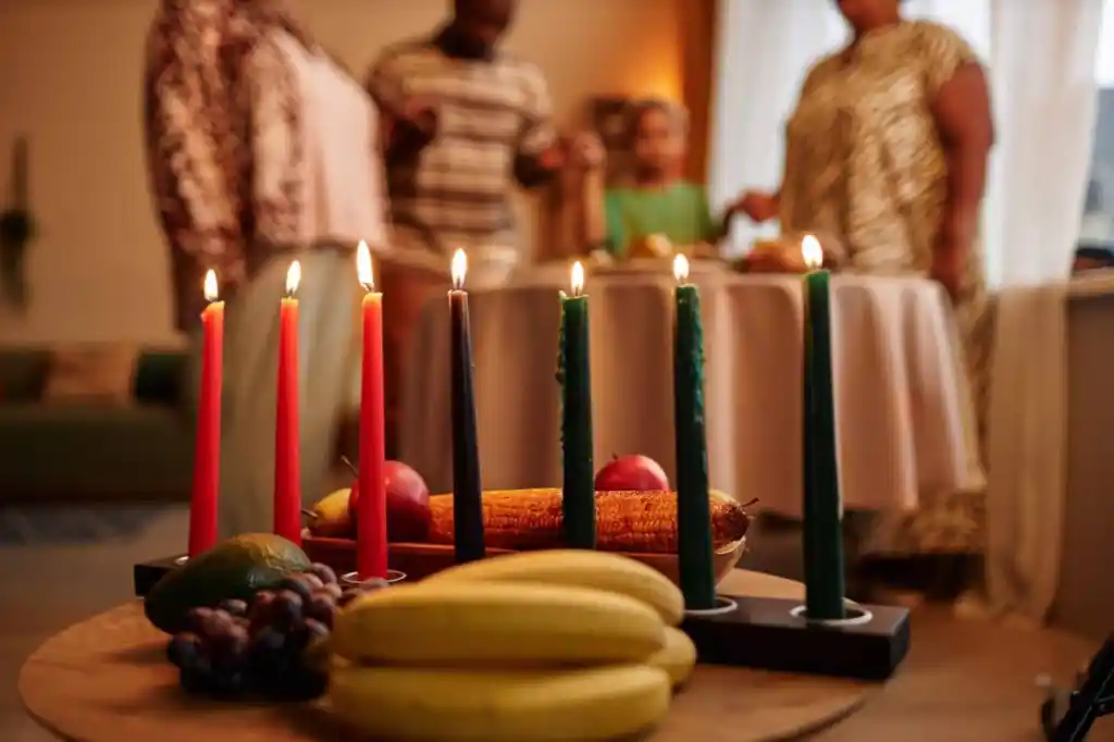 Open flames of the Kwanzaa candles could pose a hazard to dogs.