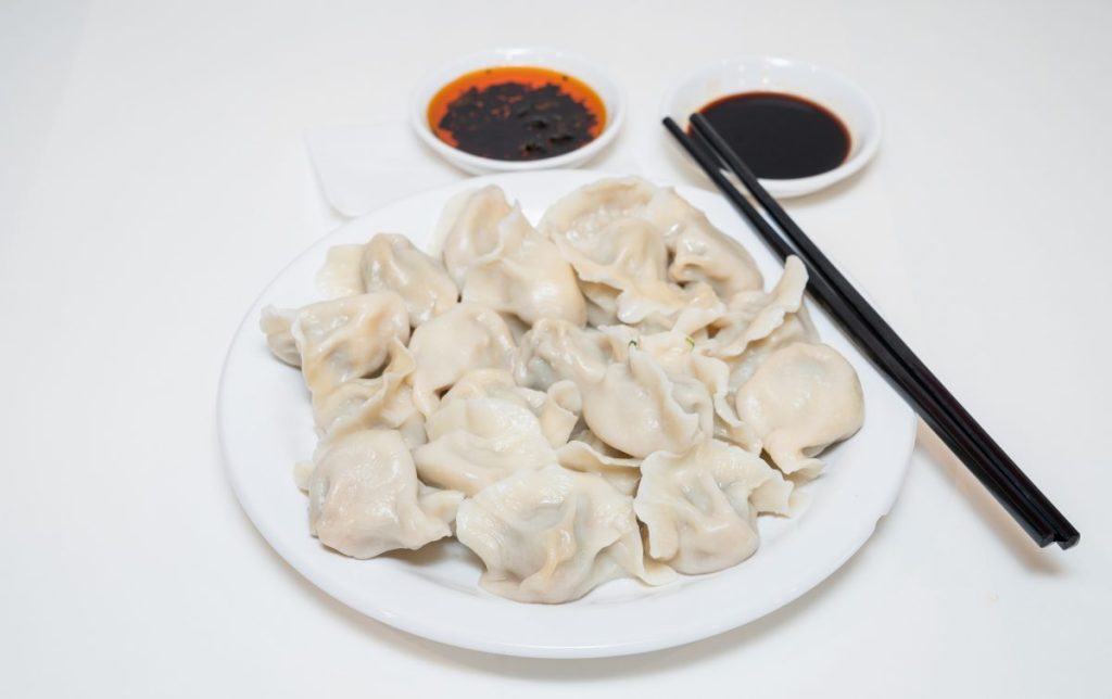 Dumplings isolated on white table.